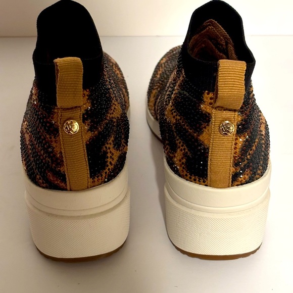 NEW NEVER WORN! Alex Marie Black and Gold Sparkling Embellished Sneakers - Picture 3 of 6